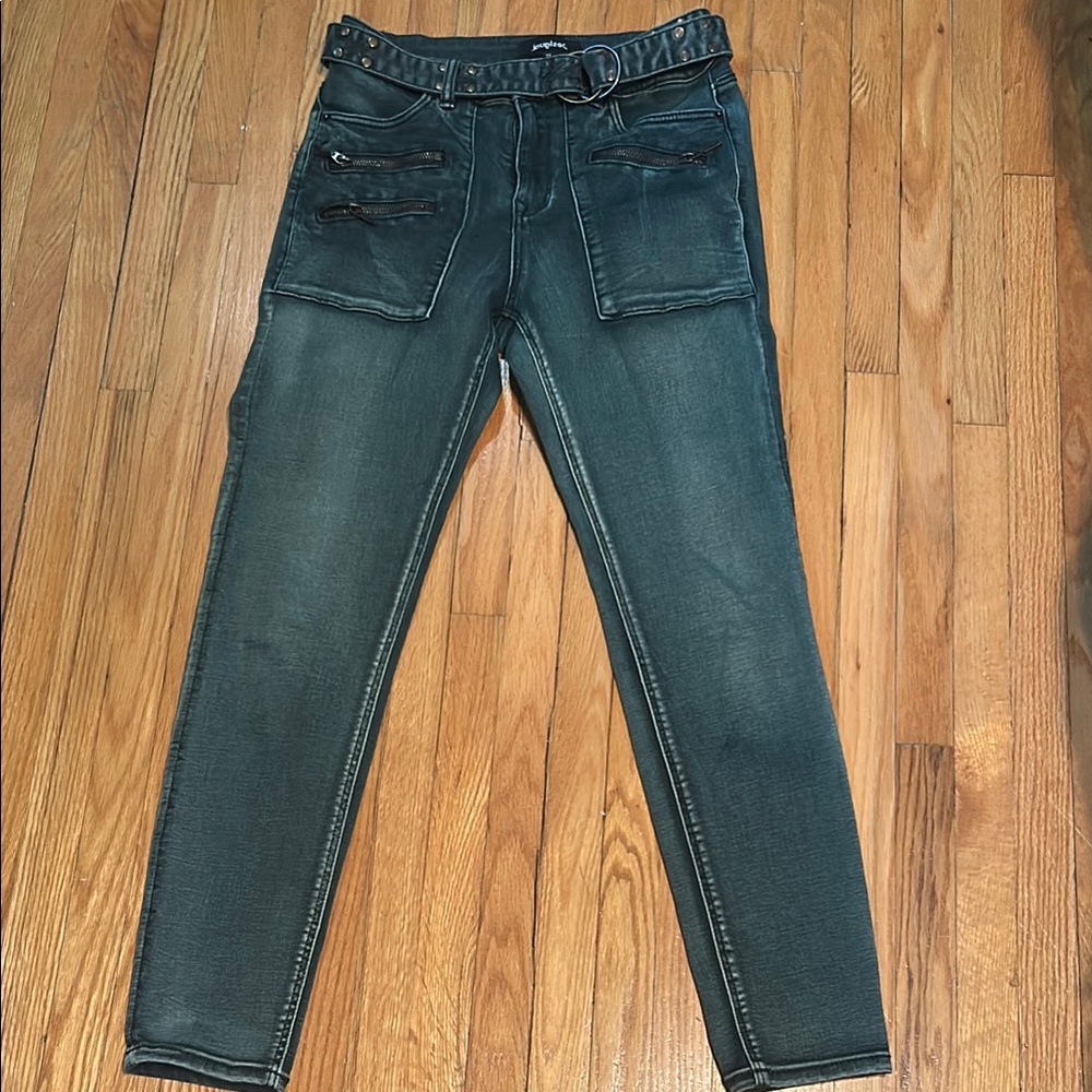 Desigual Green Skinny Jeans with Belt Size European 38